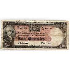 AUSTRALIA 1954 . ONE 1 POUND BANKNOTE . COOMBS/WILSON . FIRST PREFIX WA00